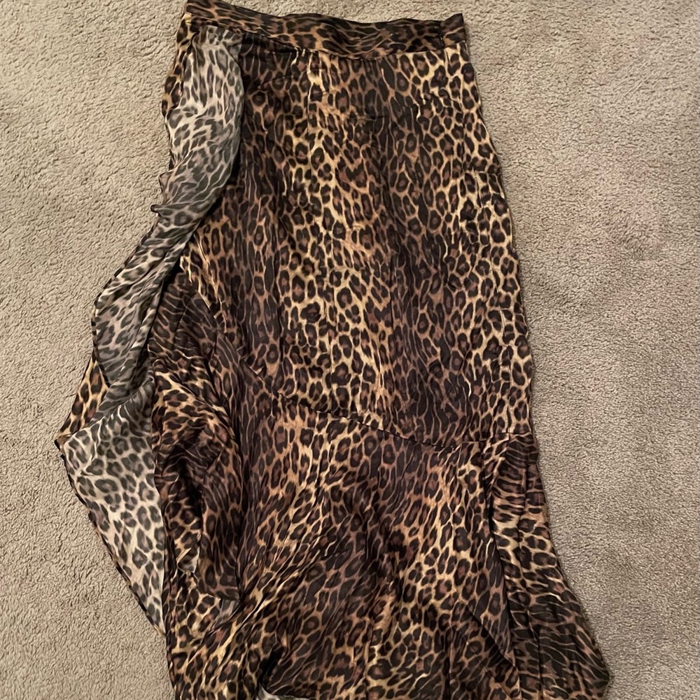 The Kooples satin leopard asymmetrical skirt. Size 3